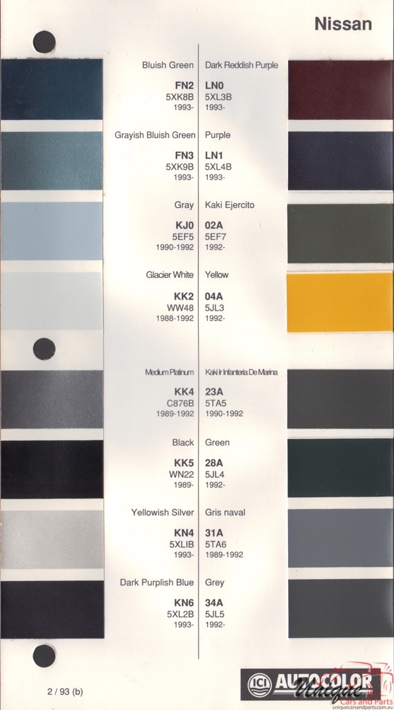 1989-1994 Nissan Paint Charts Autocolor 2